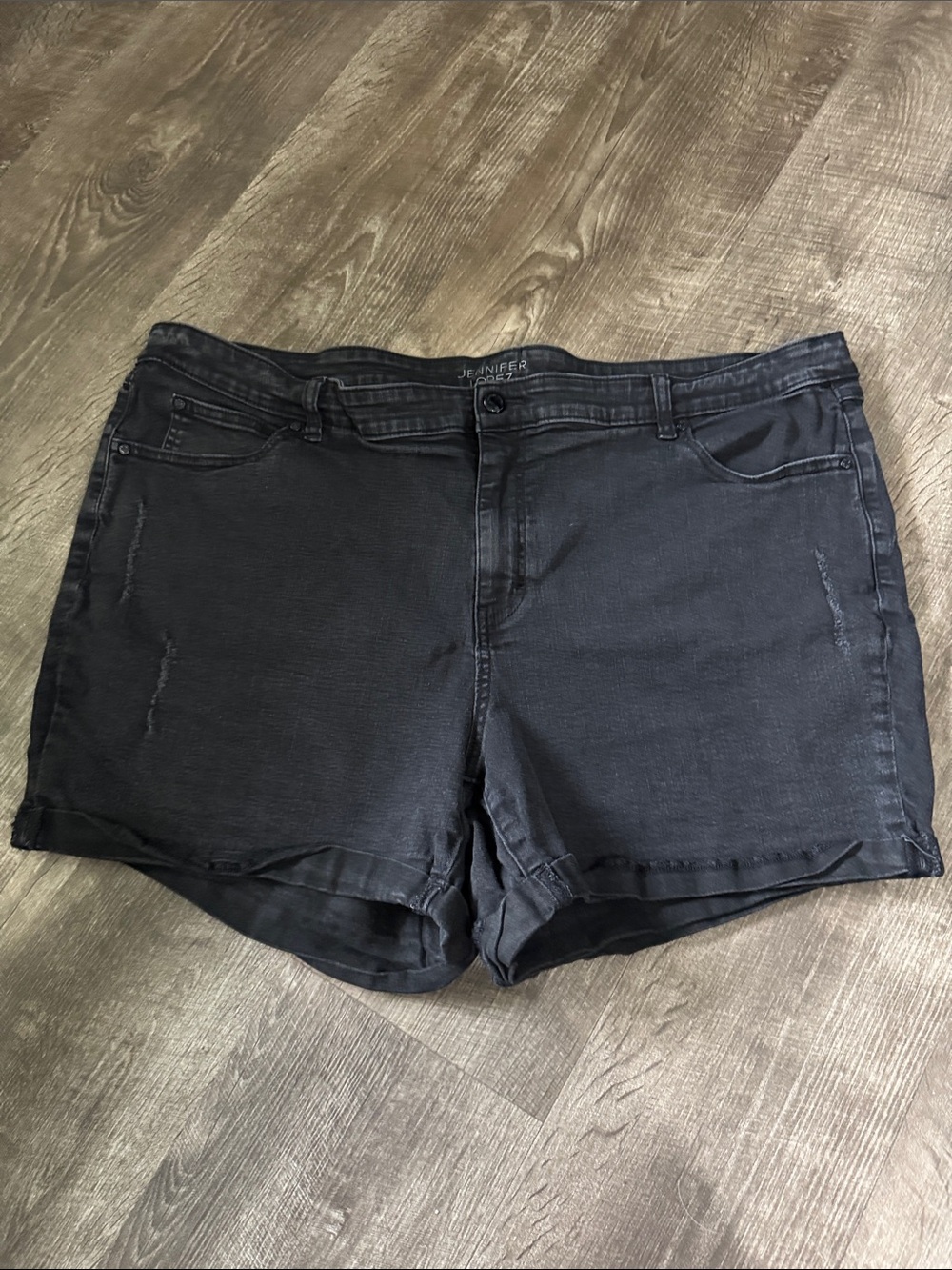 Jennifer Lopez Black Washed Denim Shorts